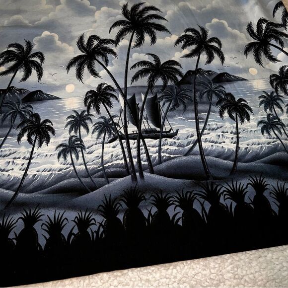 Vintage RJC Hawaiian Button Front Shirt Large Blue Cotton - Picture 10 of 11